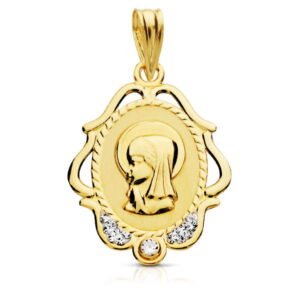 9K VIRGEN NIÑA CERCO CALADO CIRCONITAS 22X16 MM