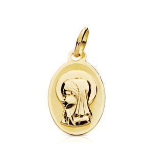 9K MEDALLA VIRGEN NIÑA OVAL. 17X10 MM
