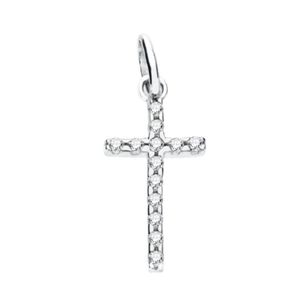 9K CRUZ ORO BLANCO CON CIRCONITAS 22X12 MM