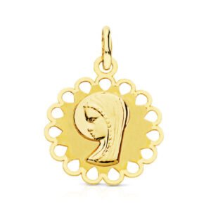 9K MEDALLA VIRGEN NIÑA CERCO. 15 MM