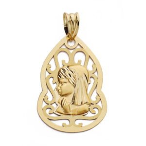 9K MEDALLA VIRGEN NIÑA CALADA 27X18 MM