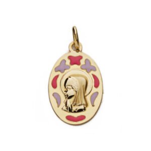 9K MEDALLA VIRGEN NIÑA ESMALTE 9K 21X13 MM