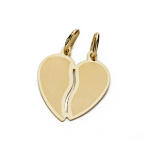 9K COLGANTE CORAZON ORO AMARILLO PARTIDO 17X15 MM