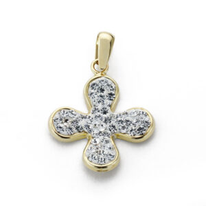 9K CRUZ ORO BLANCO CIRCONITAS 17X14 MM