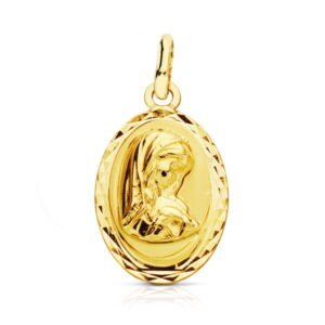 9K MEDALLA VIRGEN NIÑA LIGERA 19X12 MM