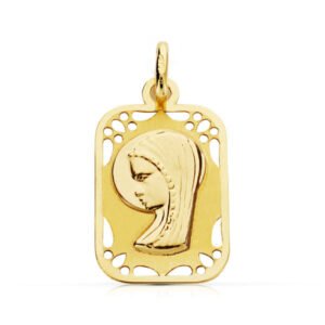 9K MEDALLA VIRGEN NIÑA CALADA 16X11 MM
