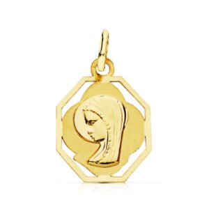 9K MEDALLA VIRGEN NIÑA CERCO. 15X13 MM