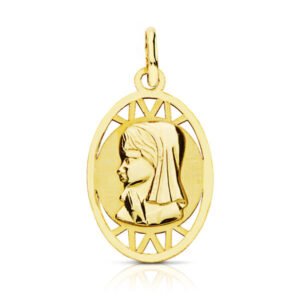 9K MEDALLA VIRGEN NIÑA OVAL. 21X12 MM