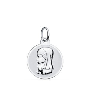 9K MEDALLA ORO BLANCO VIRGEN NIÑA 14 MM