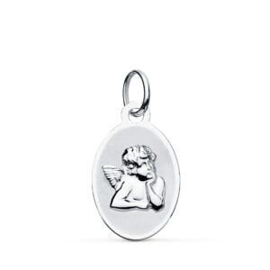 9K MEDALLA ORO BLANCO ANGEL 17X10 M