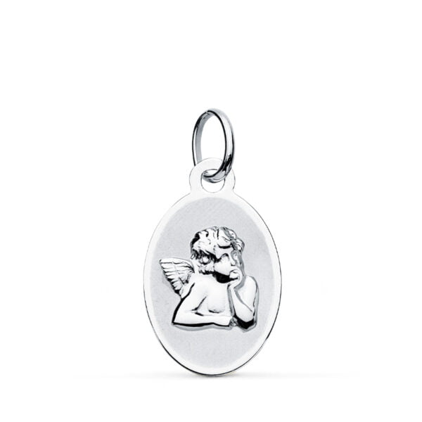 9K MEDALLA ORO BLANCO ANGEL 17X10 M
