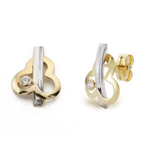 9K PENDIENTES BICOLOR CIRCONITA 12X9 MM