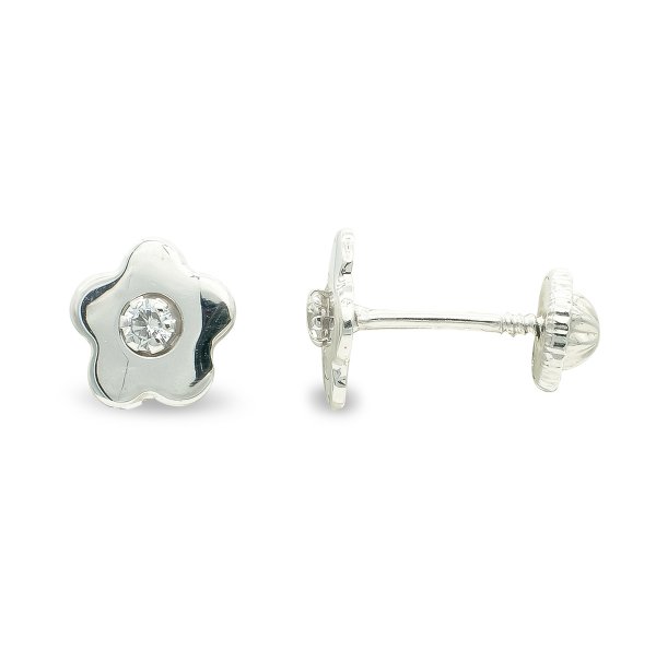 9K PENDIENTES FLOR 7 MM CIRCONITA TUERCA