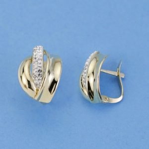 9K PENDIENTES ORO AMARILLO BANDAS CIRCONITAS 12X7 MM CATALAN