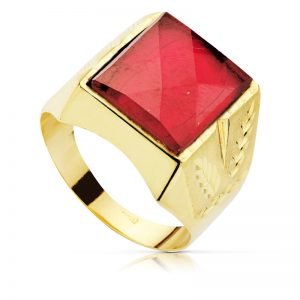 SELLO 9 KTES CABALLERO PIEDRA ROJA.HUECO