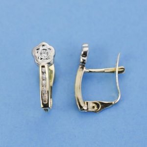 9K PENDIENTES BICOLOR COMUNION BANDA FLOR 14X5 MM CATALAN