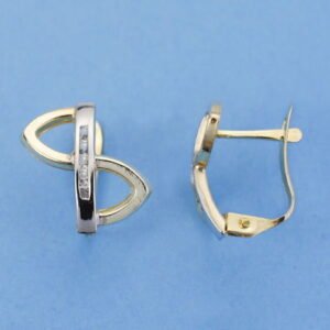 9K PENDIENTES ORO BICOLOR CIRCONITAS COMUNION 14X13 MM CATALAN