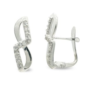 9K PENDIENTES ORO BLANCO CON CIRCONITAS 16X5 MM