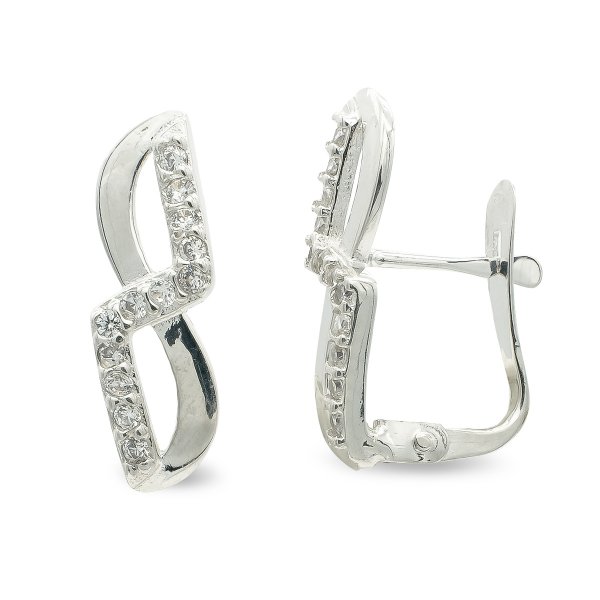 9K PENDIENTES ORO BLANCO CON CIRCONITAS 16X5 MM