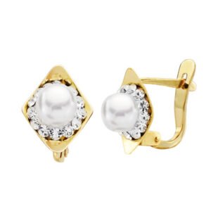 9K PENDIENTES PERLA 10X8 MM
