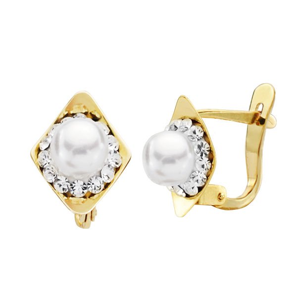 9K PENDIENTES PERLA 10X8 MM