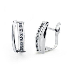 9K PENDIENTES ORO BLANCO CIRCONITAS 15X5 MM
