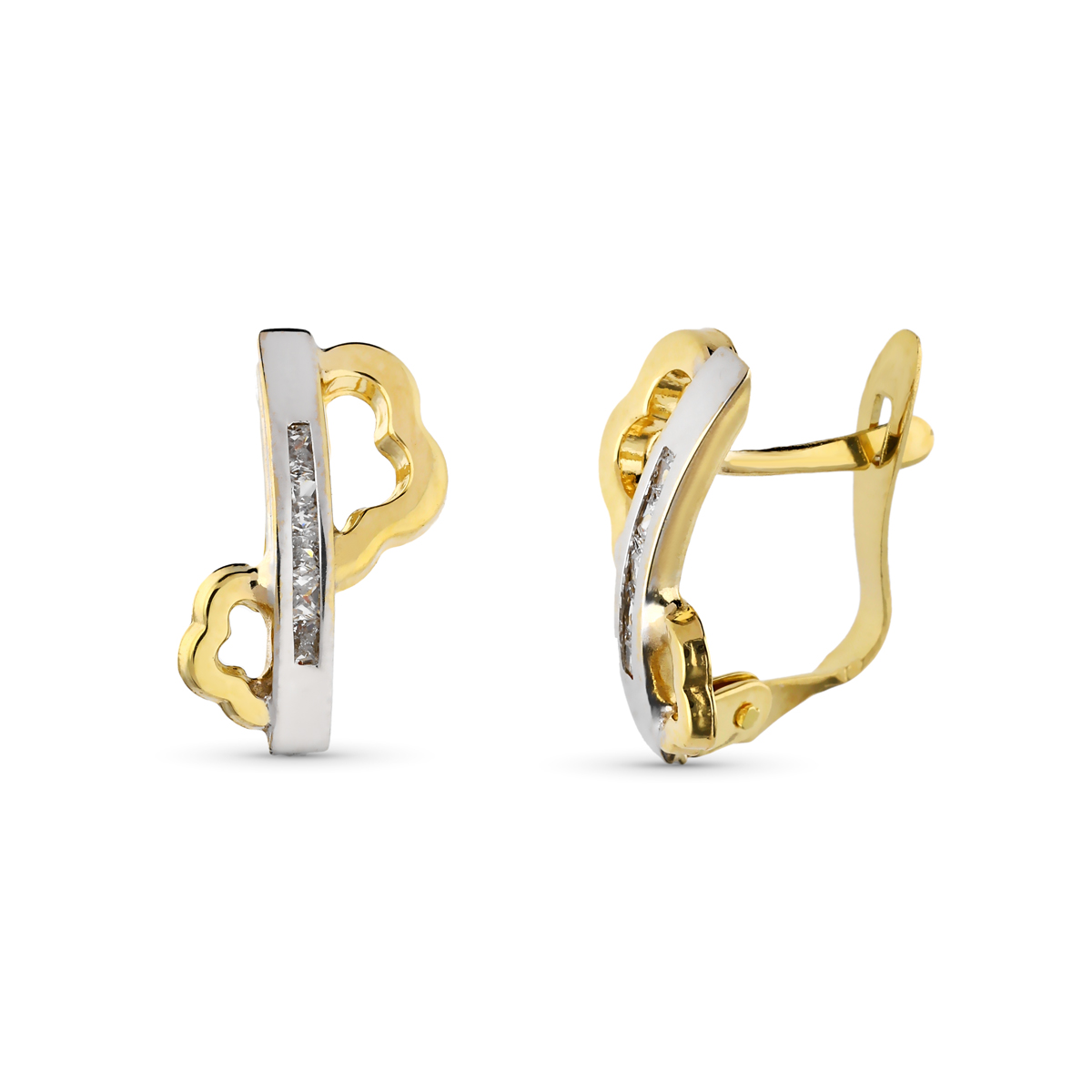 9K PENDIENTES BICOLOR 13X7 MM