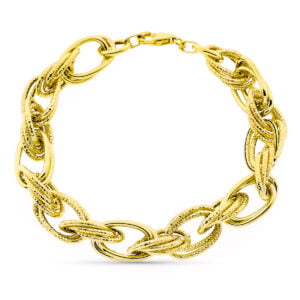 9K PULSERA ORO AMARILLO ESLABONES TRIPLES. 19 CM