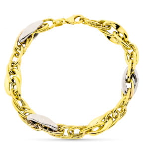 9K PULSERA ORO BICOLOR 20 CM