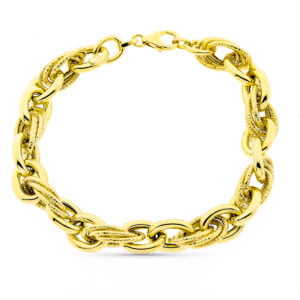 9K PULSERA ORO AMARILLO TRIPLE ESLABON. 20 CM