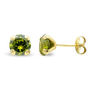 9K PENDIENTES OLIVINA GARRAS 6 MM
