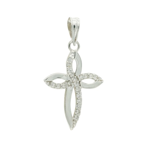 9K CRUZ ORO BLANCO CIRCONITAS 23X15 MM