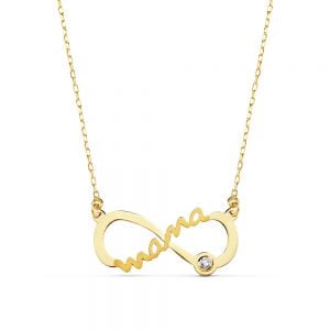 9K GARGANTILLA MAMA INFINITO ORO AMARILLO CIRCONITA 21X9 MM