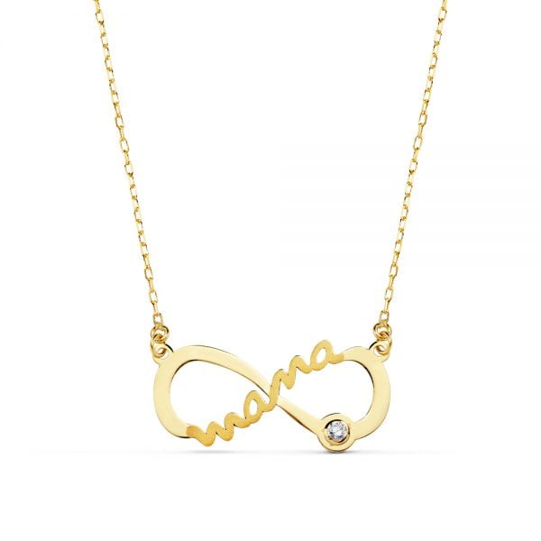 9K GARGANTILLA MAMA INFINITO ORO AMARILLO CIRCONITA 21X9 MM