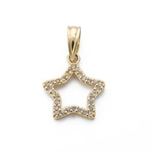 9K COLGANTE ORO AMARILLO ESTRELLA CON CIRCONITAS 12X12 MM