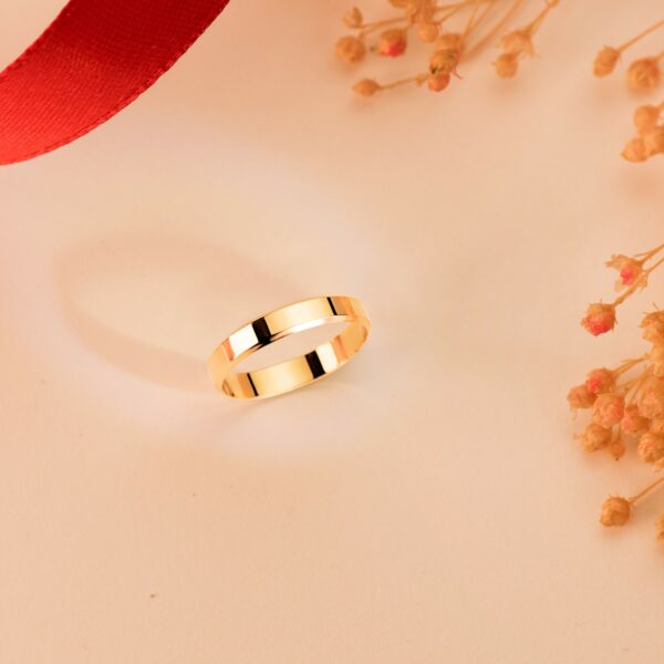 9K ALIANZA DE ORO AMARILLO LISA BRILLO BORDES 3 MM - Imagen 3