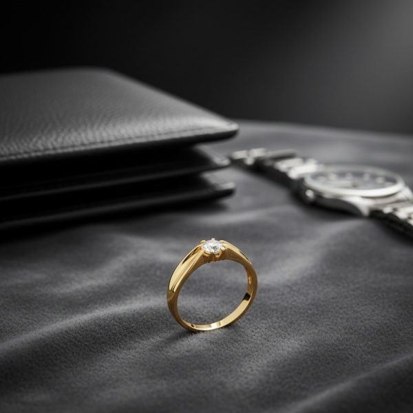 18K SOLITARIO ORO AMARILLO MACIZO CIRCONITA DE 5 MM CON GARRAS FORRADO - Imagen 2