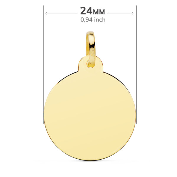 18K CHAPA ORO AMARILLO DISCO LISO BRILLO 24 MM - Imagen 2