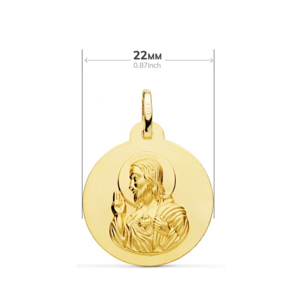 18K ESCAPULARIO LISO VIRGEN DEL CARMEN CORAZON JESUS 22 MM - Imagen 2