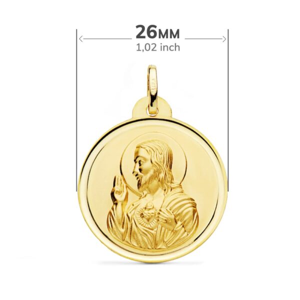 18K ESCAPULARIO VIRGEN DEL CARMEN CORAZON DE JESUS BISEL 26 MM - Imagen 2