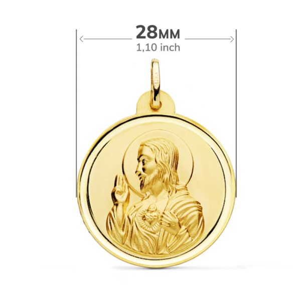 18K ESCAPULARIO BISEL VIRGEN CARMEN Y CORAZON DE JESUS 28 MM - Imagen 2