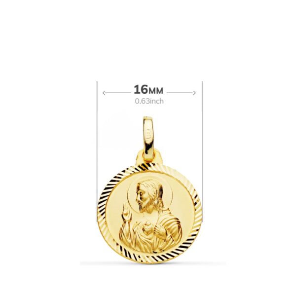 18K ESCAPULARIO HELICE VIRGEN CARMEN Y CORAZON DE JESUS 16 MM - Imagen 2