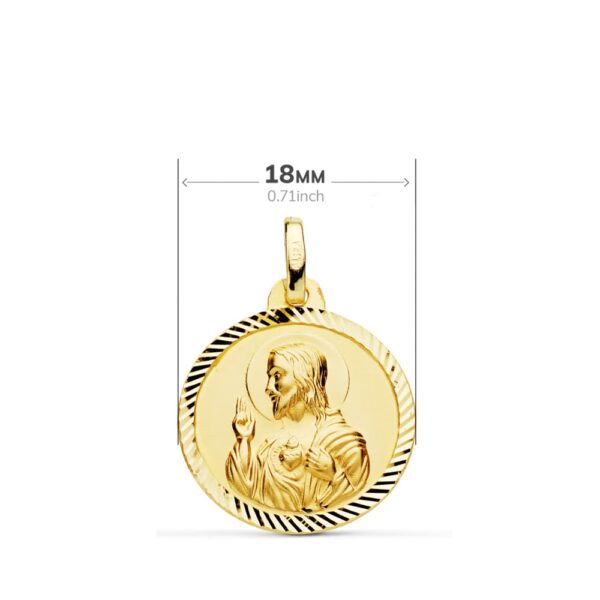 18K ESCAPULARIO HELICE VIRGEN DEL CARMEN CORAZON DE JESUS 18 MM - Imagen 2
