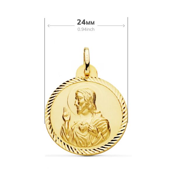 18K ESCAPULARIO HELICE VIRGEN CARMEN Y CORAZON DE JESUS 24 MM - Imagen 2