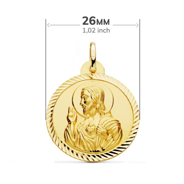 18K ESCAPULARIO HELICE VIRGEN DEL CARMEN CORAZON DE JESUS 26 MM - Imagen 2