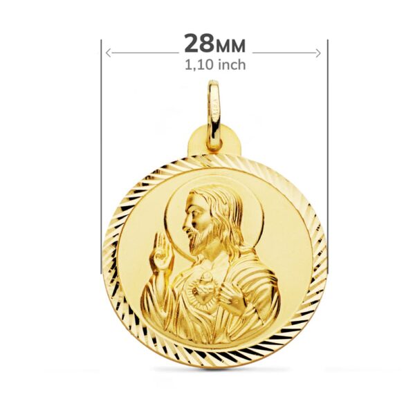 18K ESCAPULARIO HELICE VIRGEN CARMEN Y CORAZON DE JESUS 28 MM - Imagen 2