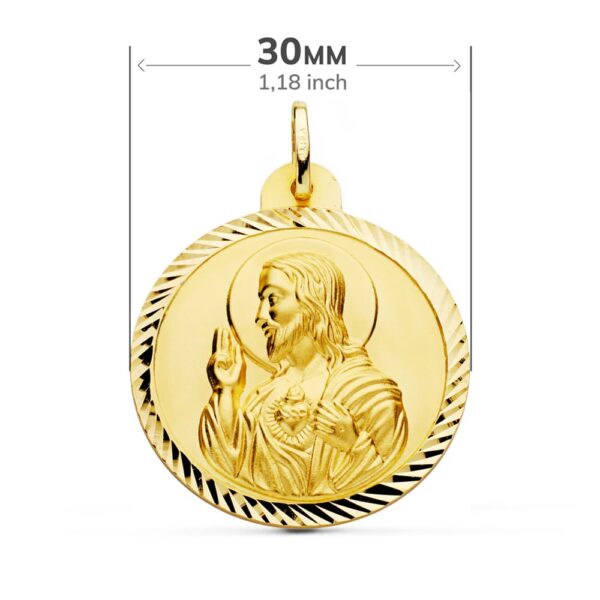 18K ESCAPULARIO HELICE VIRGEN CARMEN Y CORAZON DE JESUS 30 MM - Imagen 2