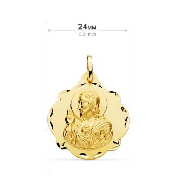 18K ESCAPULARIO VIRGEN DEL CARMEN Y CORAZON DE JESUS 24 MM - Imagen 2