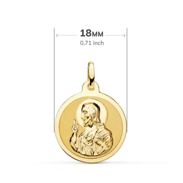 18K ESCAPULARIO BRILLO VIRGEN DEL CARMEN Y CORAZON DE JESUS 18 MM - Imagen 2