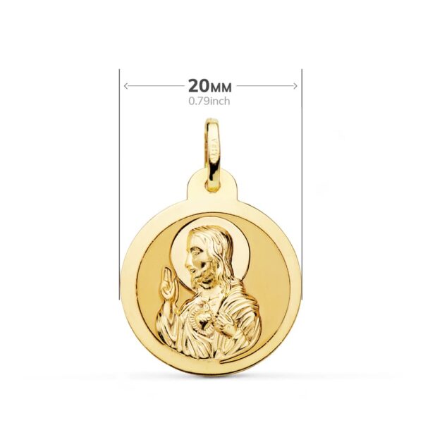 18K ESCAPULARIO BRILLO VIRGEN DEL CARMEN Y CORAZON DE JESUS 20 MM - Imagen 2